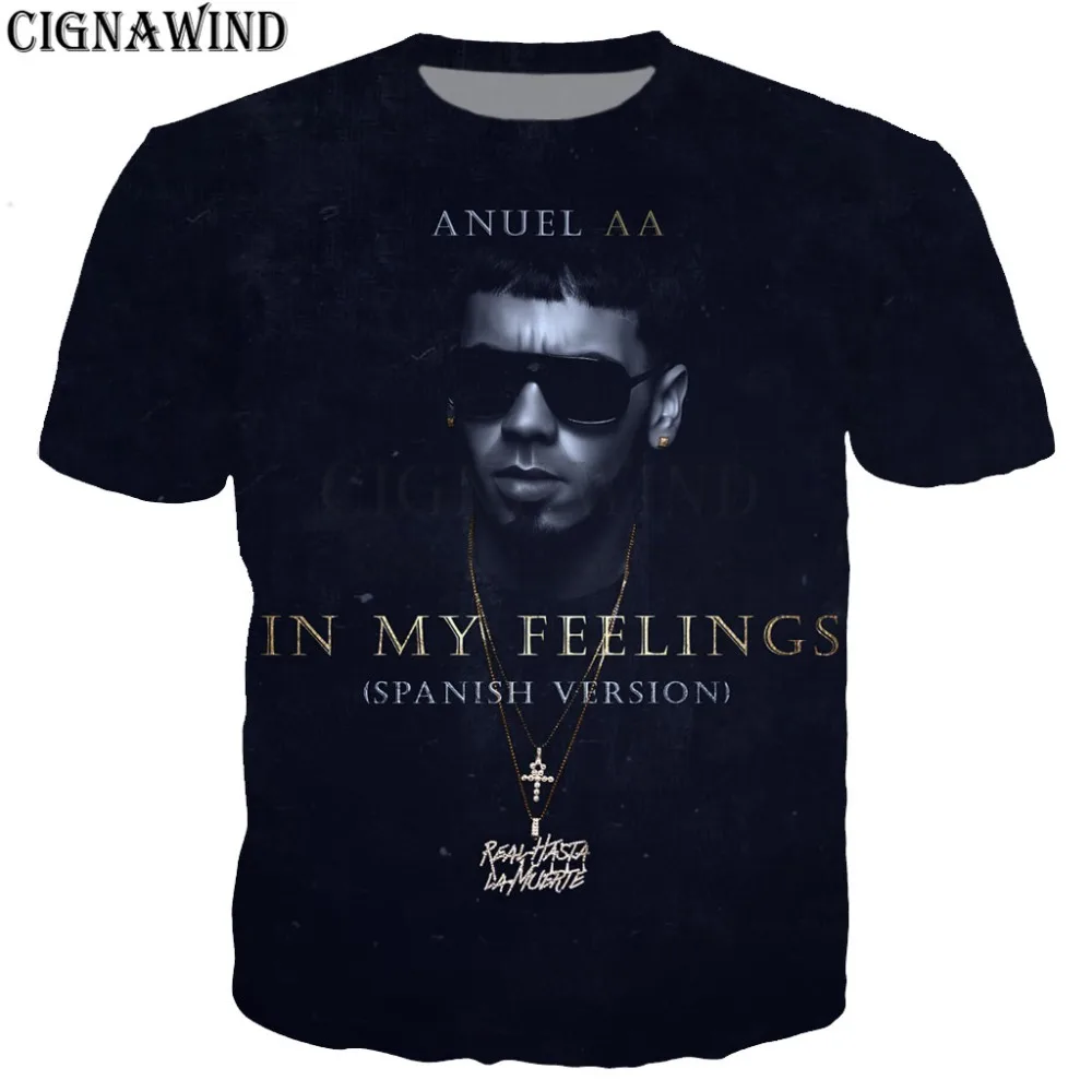 Модная классная черная свободная футболка ANUEL AA для мужчин/женщин футболки с 3D-принтом короткий рукав Харадзюку стиль футболка уличная топы