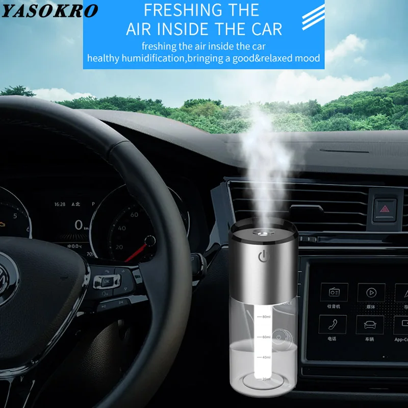 YASOKRO, автомобильное зарядное устройство с двумя USB, увлажнитель, мини очиститель воздуха, Ароматический диффузор, автомобильный освежитель воздуха, ароматерапия, распылитель