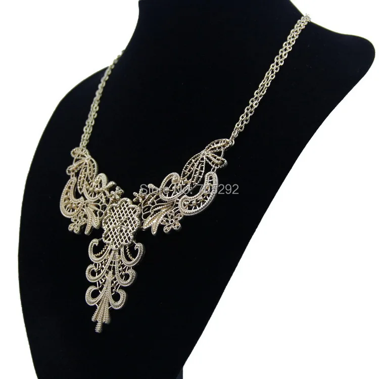 Vintage Gold Tone Alloy Hollow Flower Choker Statement Necklace for Women | Украшения и аксессуары