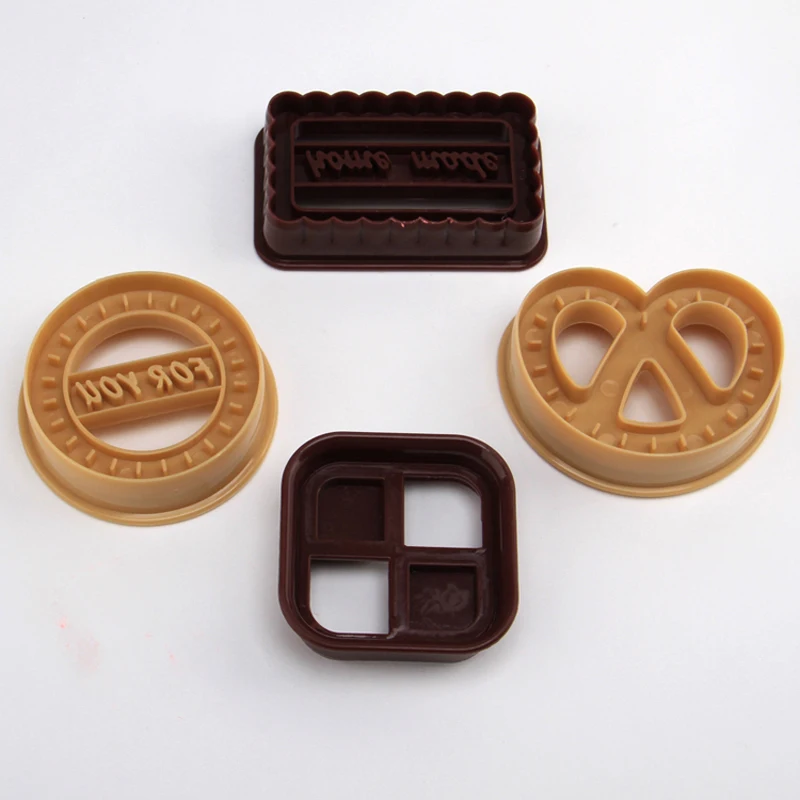 ANGRLY 4Pcs/Set Circle / Square Rectangle Heart-shaped Design Sugar Cookie Molds Craft Plunger Cutter Tools | Дом и сад