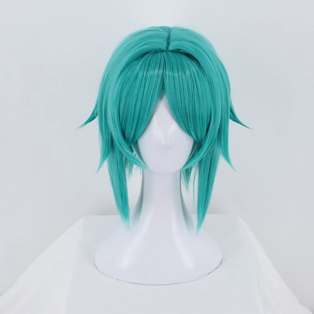 Anime Houseki no Kuni Cosplay Wig Land of the Lustrous Phosphophyllite Synthetic Halloween Costume Green Short Hair
