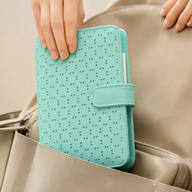 Мятный/розовато красный и коричневый из мягкой кожи для ноутбука 6 отрывными