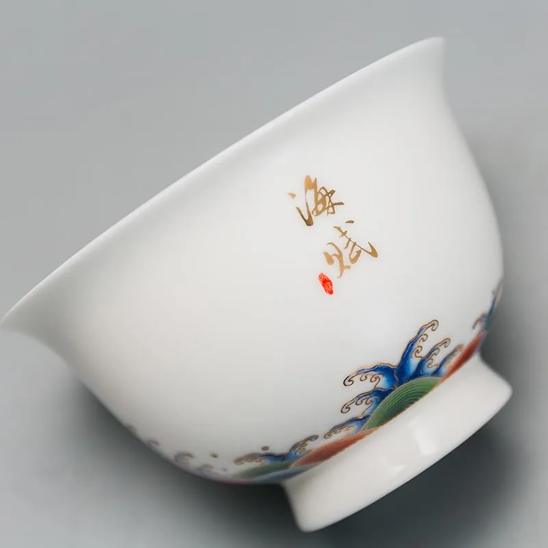 Белая фарфоровая разноцветная чайная чаша Gaiwan с крышкой набор блюдец для чайной