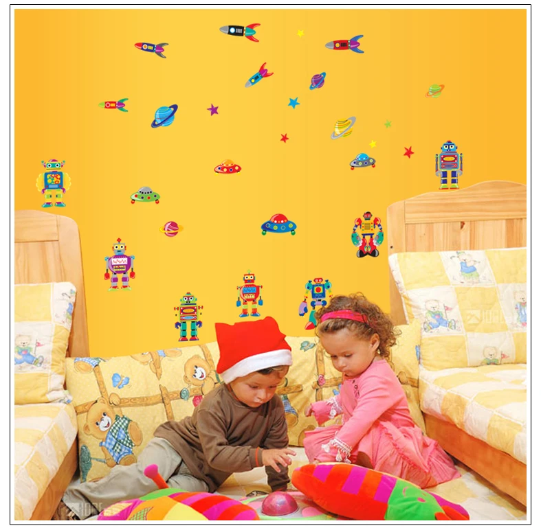 DIY красочный мультяшный робот летающая тарелка ракета домашний декор настенные