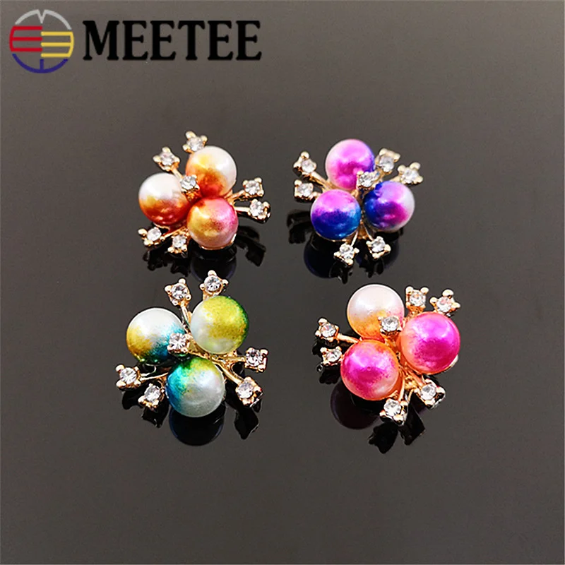 Meetee 20 шт. 2*2 см градиент цвета жемчужные пряжки бусины Цветок Кнопка DIY ювелирные