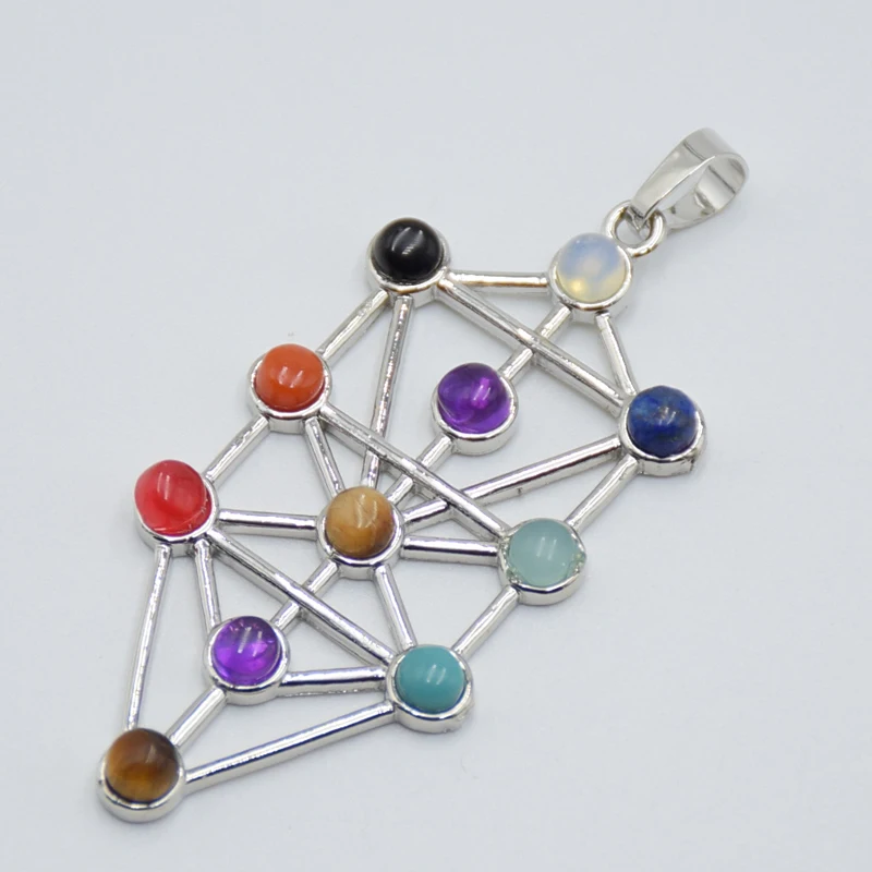 Винтажные Ювелирные изделия в форме шестигранной Луны и цветка из 7 чакр ожерелье