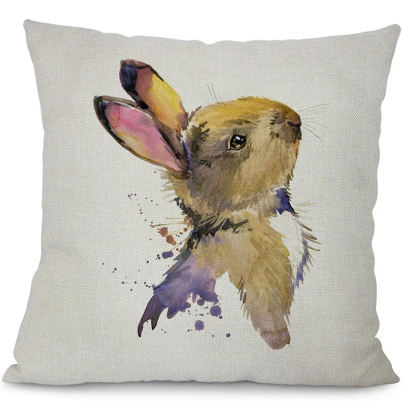 Счастливая Пасха наволочка милый улыбающийся кролик цветные яйца принт домашний