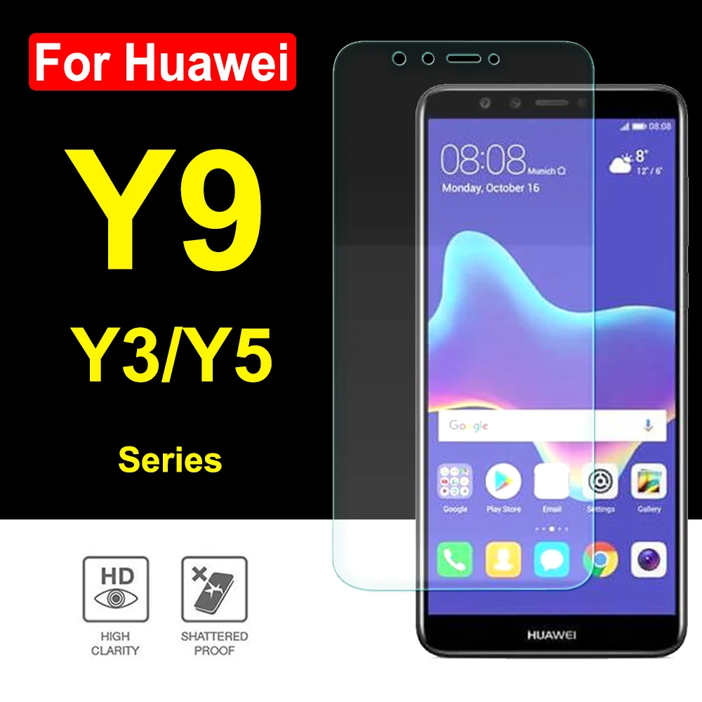 Защитное стекло для Huawei Y9 2018 защита экрана Y5 Y3 2017 закаленное Huavei Y 3 5 9 3y 5y 9y Y92018