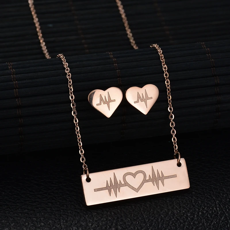 Nextvance Heartbeat Ecg Шарм Ювелирный Набор 3 вида цветов из нержавеющей стали сердце