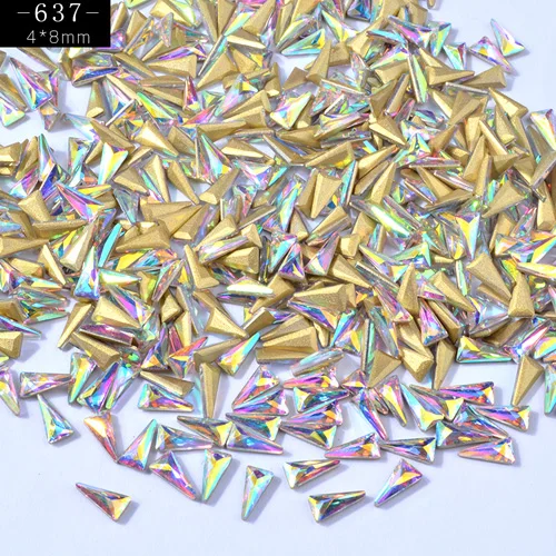 637 10pcs 10 шт. кристалл AB Необычные треугольные украшения со стразами для ногтей Хамелеон Аврора Сплав 3d стекло DIY украшения для ногтей - Цвет: 637 10pcs