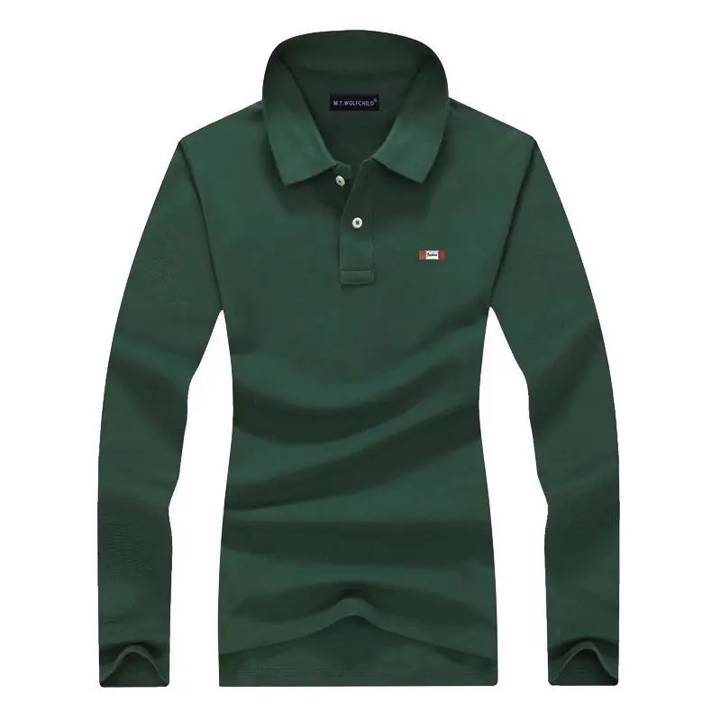 Dark green Мода хлопок стиль женские брендовые рубашки поло с длинным рукавом Повседневные Женские однотонные рубашки поло женские облегающие Топы - Цвет: Dark green