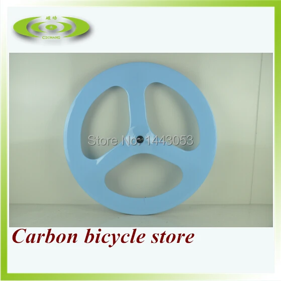 

FULL Carbon 3 Spoke Wheels 700C 70mm Clincher Wheelset Road Bike 3K glossy blue Front/Rear Wheel