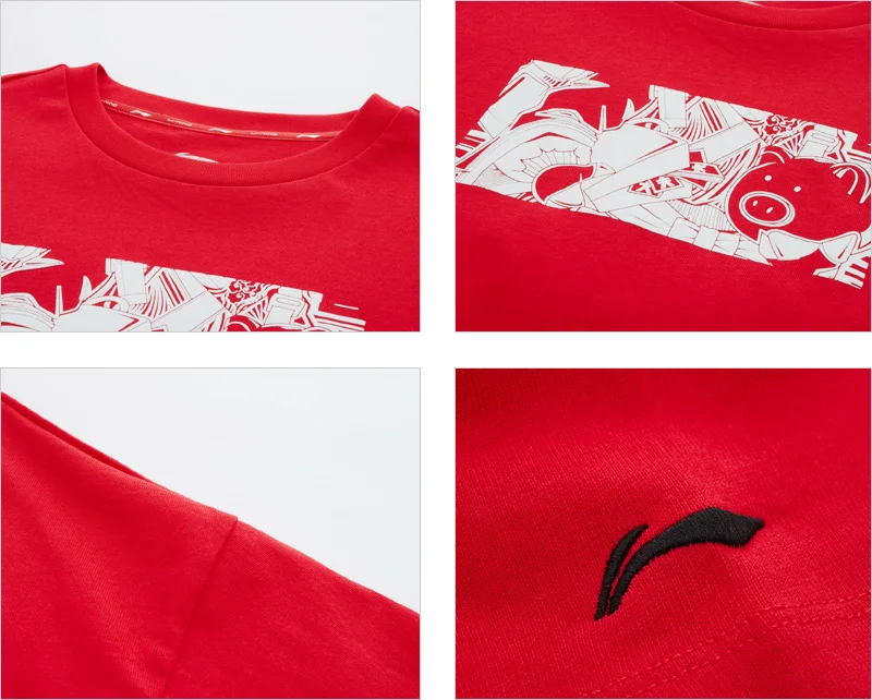 Li-Ning/женские спортивные футболки из хлопка с дышащей комфортной подкладкой с принтом; спортивные майки с коротким рукавом; AHSP018 WTS1513