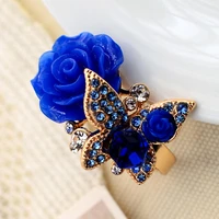 hot women ring bohemian style restoring ancient ways alloy set auger butterfly rose ring
