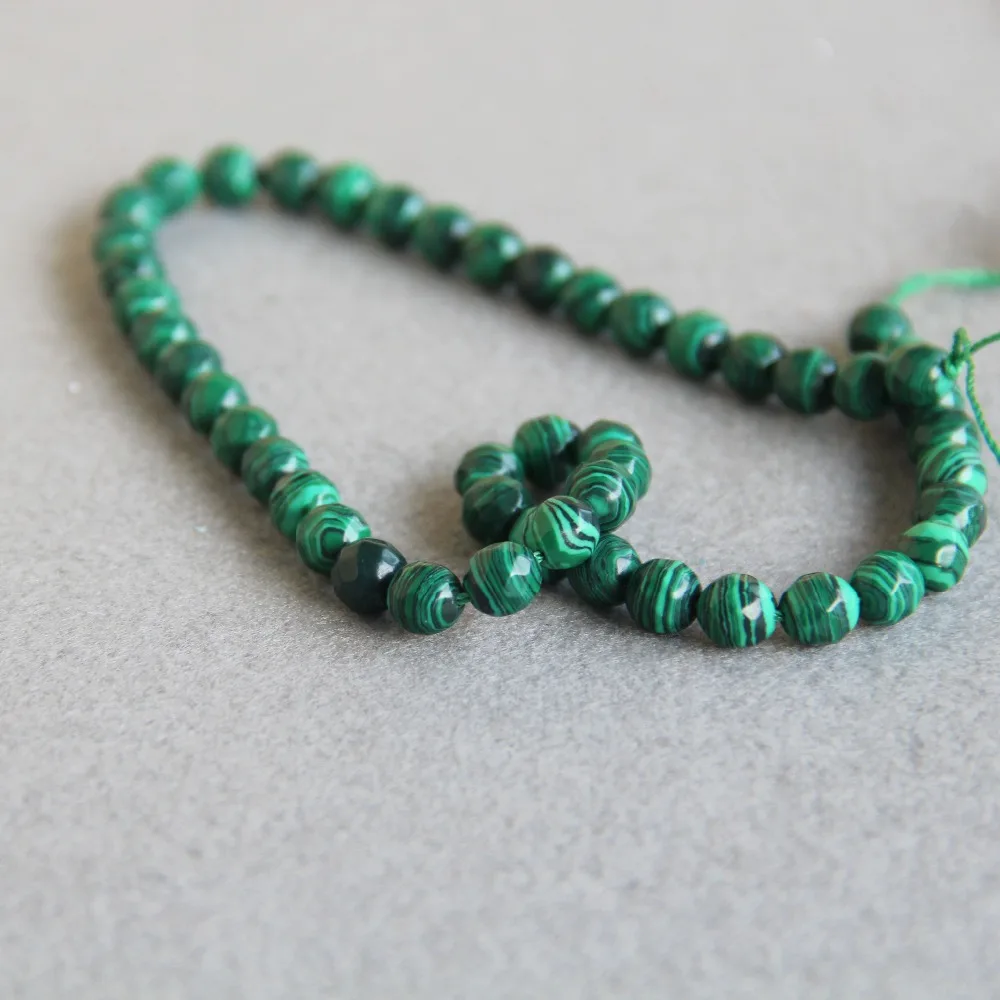 (Min Order1) 8mm New Faceted Green Natural Azurite Stone Malachite Beads DIY Accessory Parts 15inch Women Jewelry Making Design | Украшения