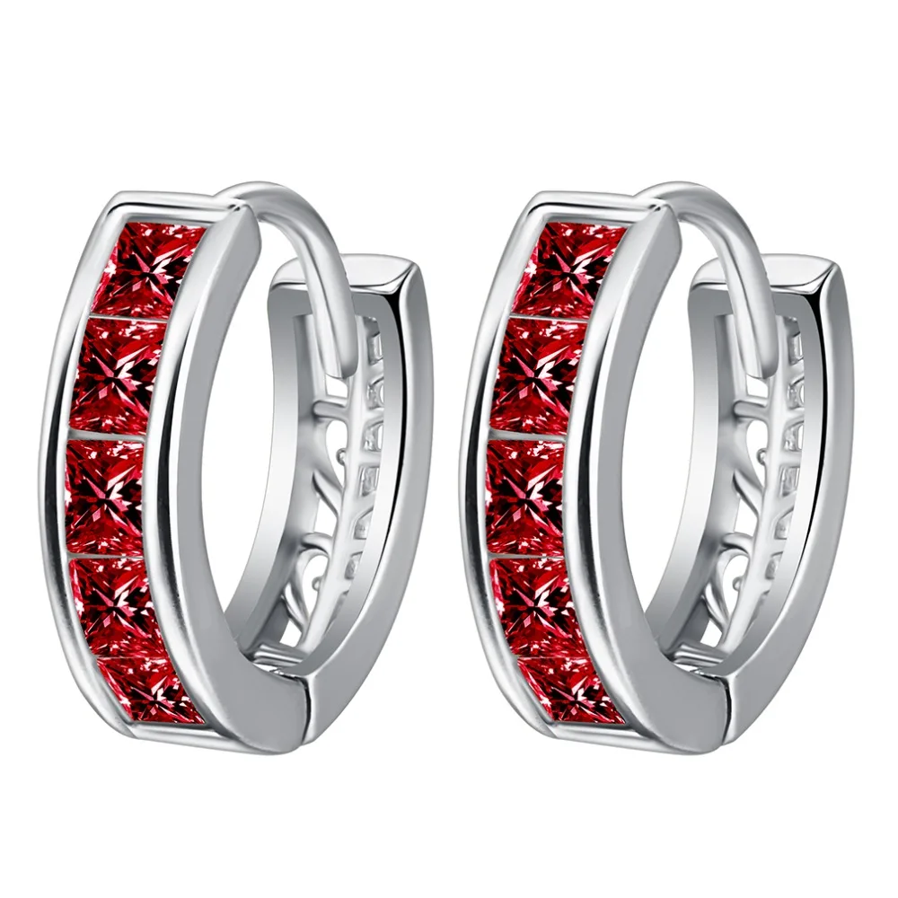 2016 American And European 18K Gold Plated With Full Elegant White/ Ruby Crystal Zirconia Hoop Earrings For Women | Украшения и