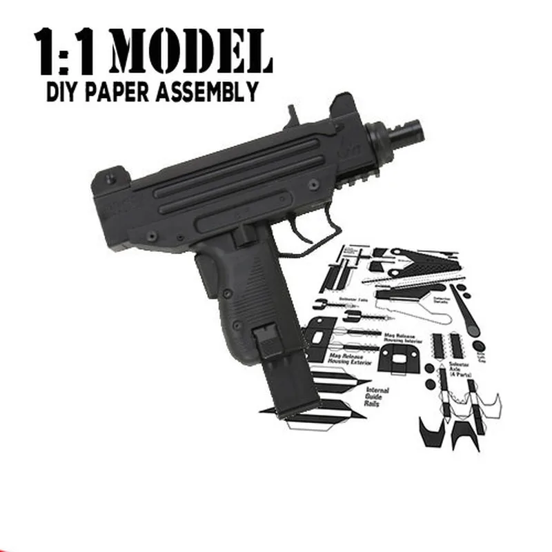 1:1 UZI Игрушечная модель пистолета бумажные сборные Обучающие игрушки