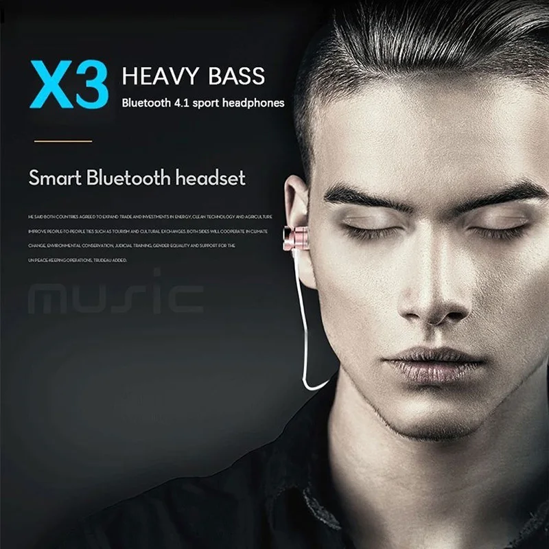 Новые X3 Беспроводные Bluetooth Наушники V4.1 стерео Бас Спорт бег Гарнитура