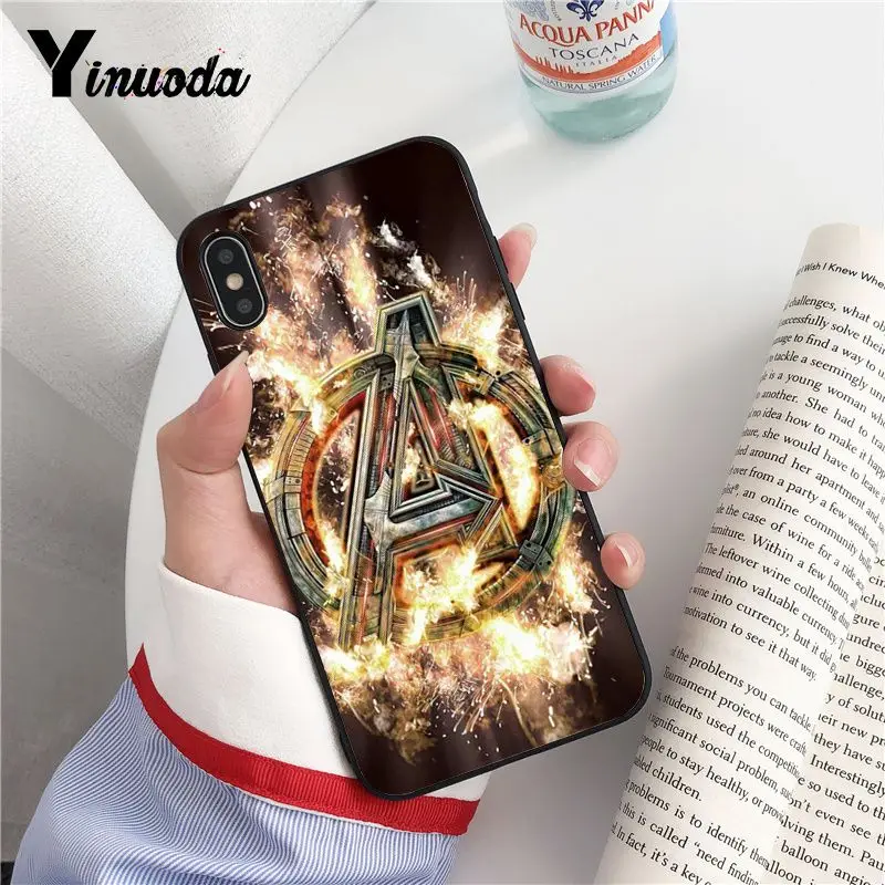 Yinuoda Marvel's Мстители ТПУ черный чехол для телефона iPhone 8 7 6 6S Plus X XS MAX 5 5S SE XR 10 Чехлы