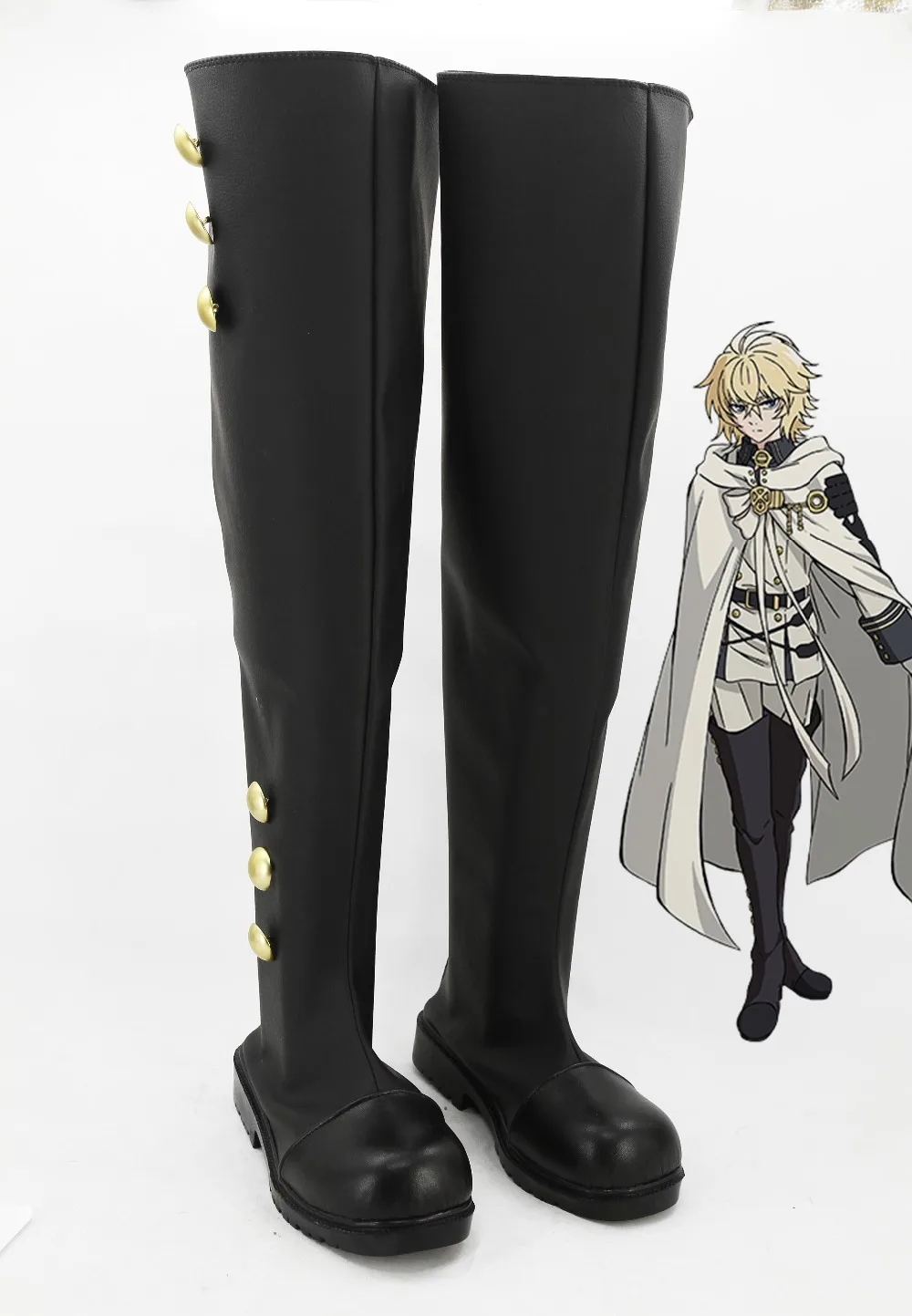 

Seraph of the End Mikaela Hyakuya Military Cosplay Shoes Boots For Costume Ferid Bathory Boots European Size