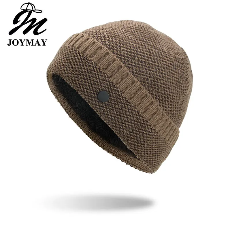 Новинка 2018 зимние шапки-бини Joymay шапка унисекс однотонная теплая мягкая вязаная