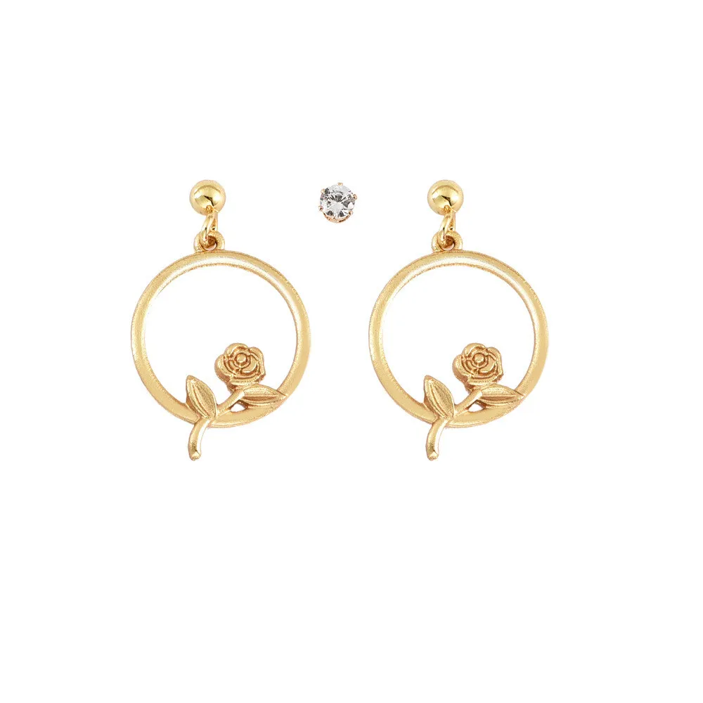 Женские винтажные серьги подвески MLING круглые золотистого цвета с розовыми