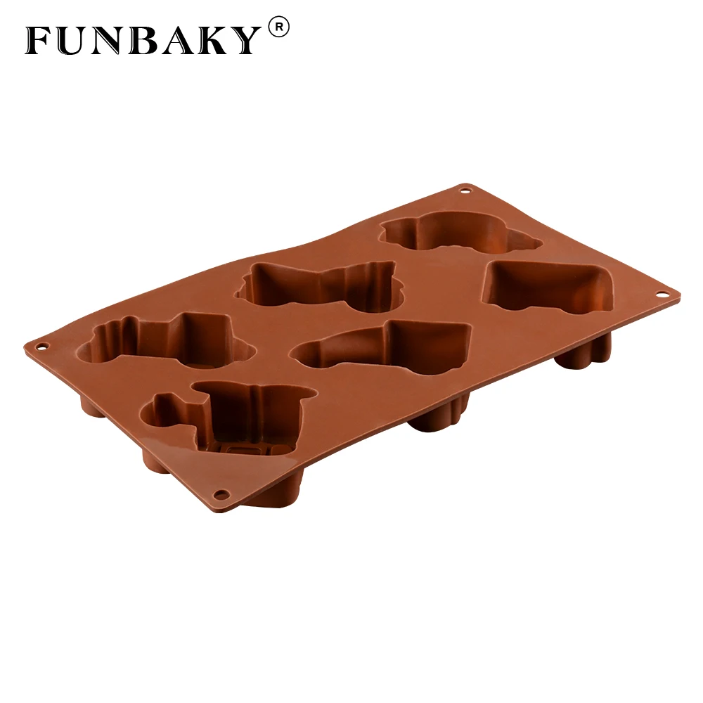 FUNBAKY 6 полости поезд инструменты для украшения торта автомобиля силиконовая