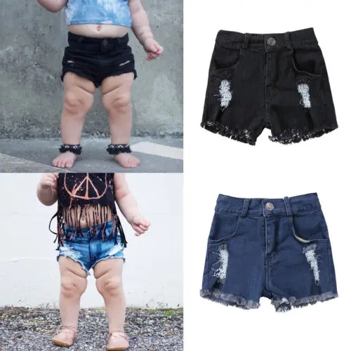 Newborn Toddler Baby Boy Girls Holes Denim Jeans Stretch Ripped Shorts Hot kids Boys Clothing |