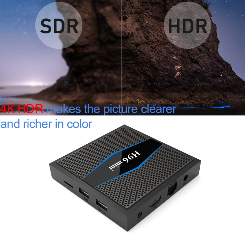 H96mini Android TV BOX 7 1 OS Smart Box 2 Гб 16 четырехъядерный процессор Amlogic S905W 4 ГГц wiFi iptv