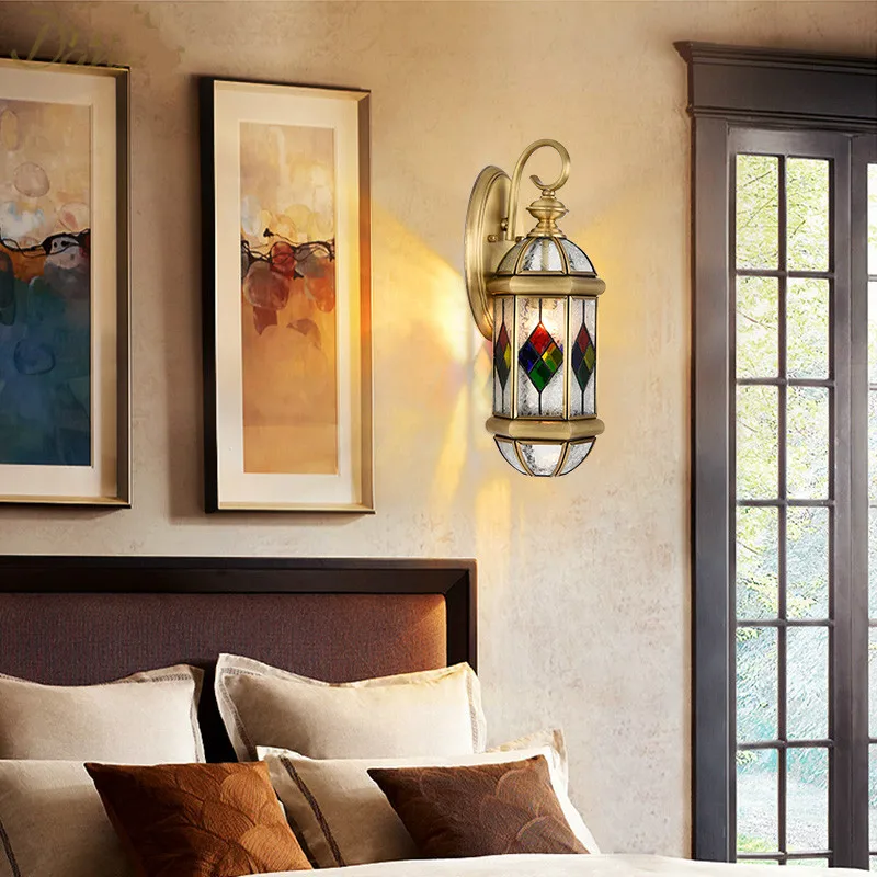 Античная латунная настенная лампа для наружного/внутреннего LED дизайна