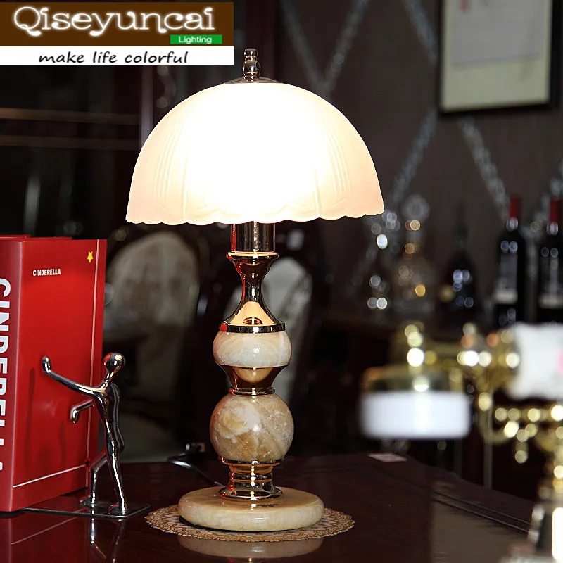 Новинка 2018 года европейская настольная лампа Qiseyuncai из мрамора для гостиной