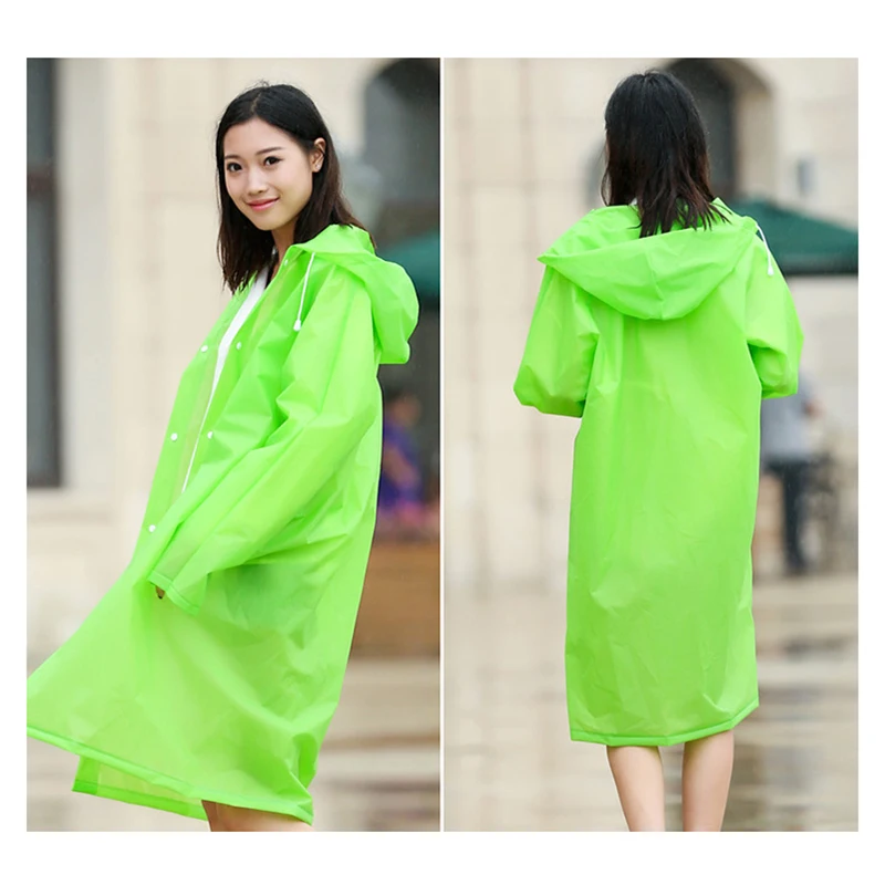 

Длинный непромокаемый плащ для путешествий на открытом воздухе, Женский полупрозрачный дождевик из ЭВА, Мужской плащ с капюшоном для поход...