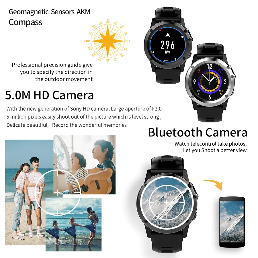 Roadtec IP68 Смарт часы swimproof с Камера GPS трекер SmartWatch ОС Android Поддержка 3G Wi Fi альтиметр