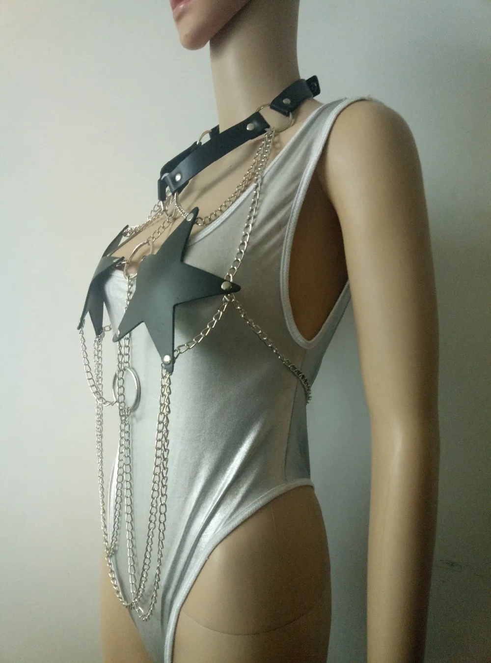 Новый модный стиль женский бюстгальтер с пентаграммой кожаный ремень