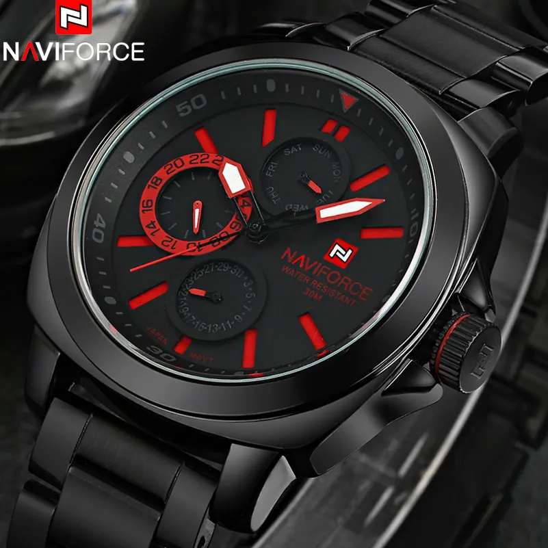 Часы мужские Кварцевые водонепроницаемые с браслетом из нержавеющей стали 24