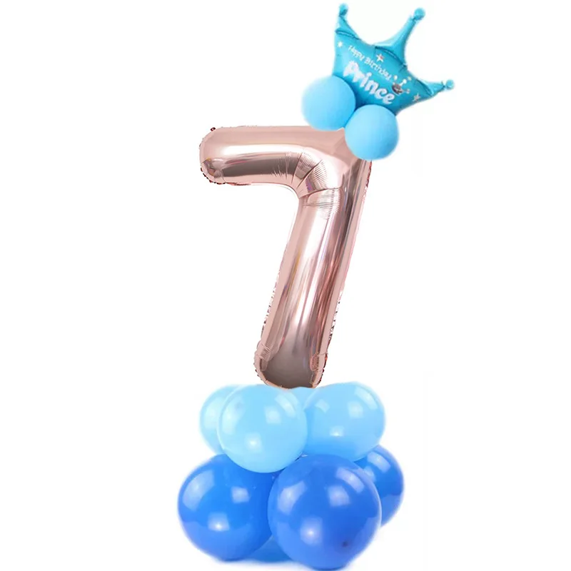 blue7 15 шт./лот, фольгированные шары с цифрами, воздушные шары для дня рождения, Детские воздушные шары для дня рождения, праздничные вечерние украшения - Цвет: blue7