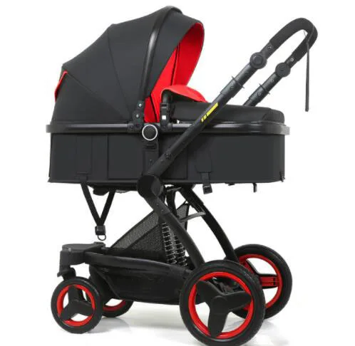 black red Bellec 3 в 1 коляска прогулочная машина может сидеть откидывающаяся Складная двусторонняя ударная Высокая Ландшафтная детская коляска - Цвет: black red