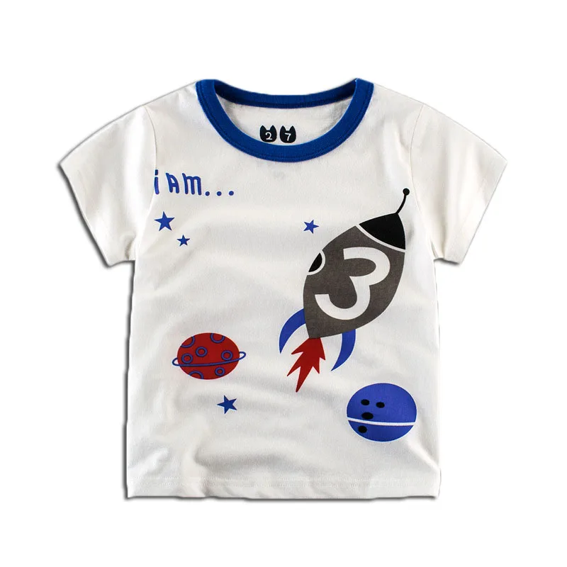 Детская одежда футболка для мальчиков и девочек Новинка 2017 года летний топ с