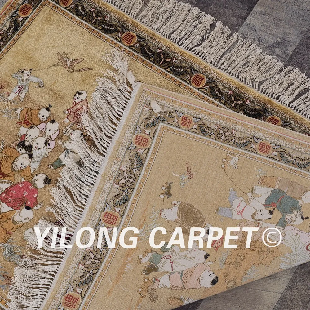 Yilong 2 'x 3' 400 линия восточные ковры шелковое искусство коллекция гобелен Играя