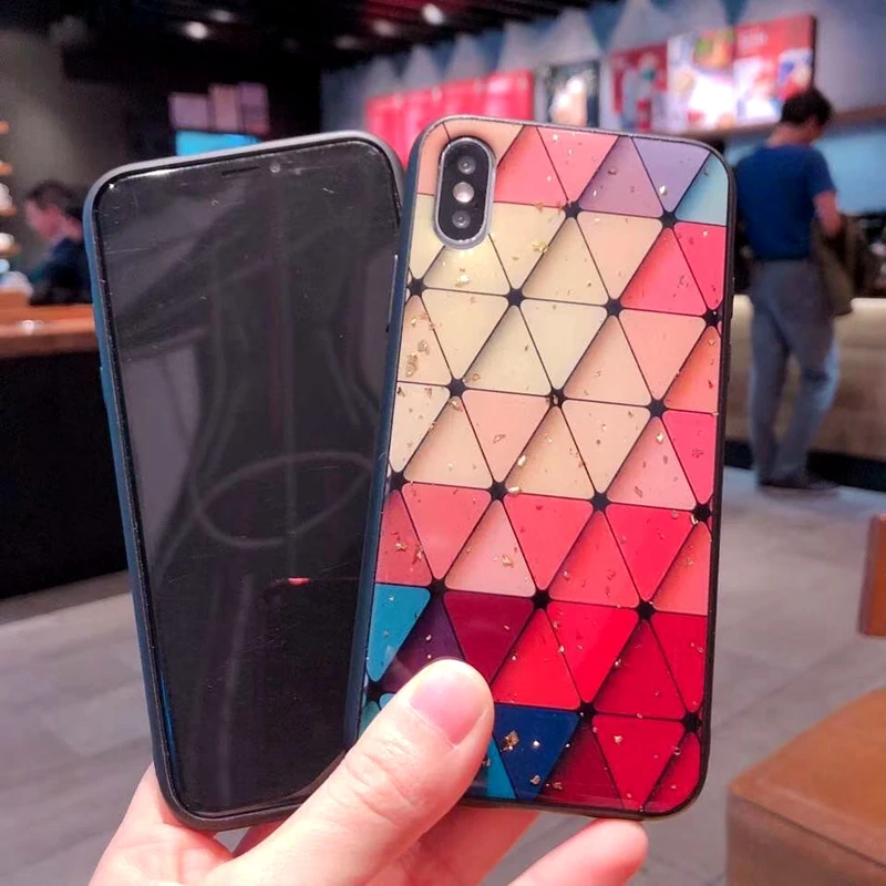 Для Xiaomi mi x 3 Чехол золотой фольги блеск Треугольник Сращивание милый контрастный