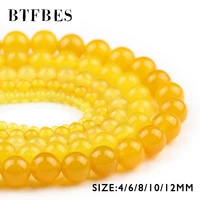 btfbes 4681012mm yellow carnelian round ball shape natural stone spacer loose beads for jewelry making diy bracelet necklace