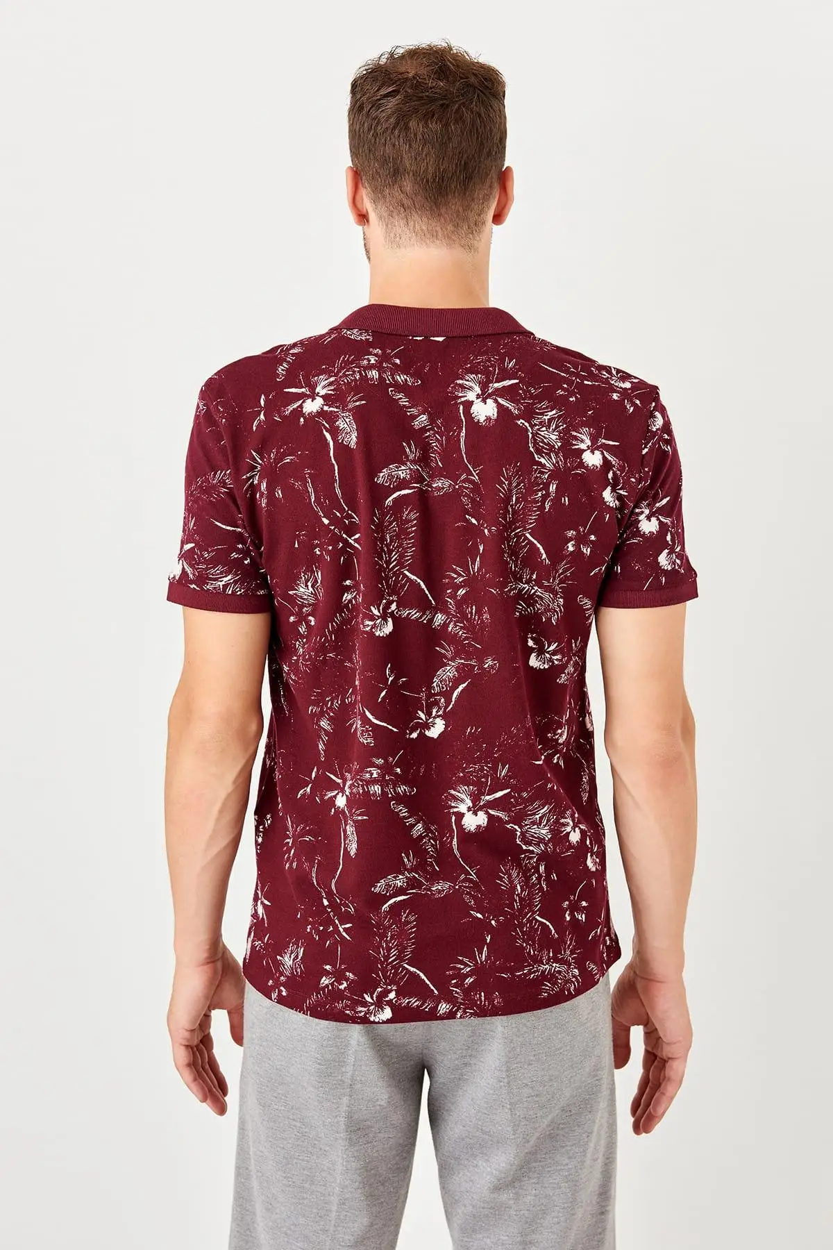 Trendyol Бургундия новые мужские печатные поло воротник футболки TMNSS19PO0040|Поло| |