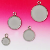 20pcs 810121416182025mm stainless steel single circle pendant cabochons blank jewelry with bezel setting tray cameo