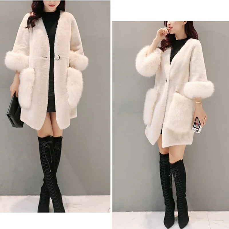 Пальто из искусственного меха, пушистая куртка, корейский стиль, Kawaii Abrigos Mujer Invierno,, розовое меховое легкое пальто, Mujer Elegante, плюшевое меховое пальто
