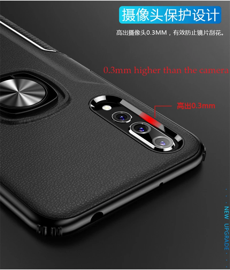 Магнитный металлический кольцевой кронштейн чехол для huawei P20 Pro P30 Lite Роскошный ПК кожаный чехол для Y9 Prime Nova 3 3i 4 P Smart Plus