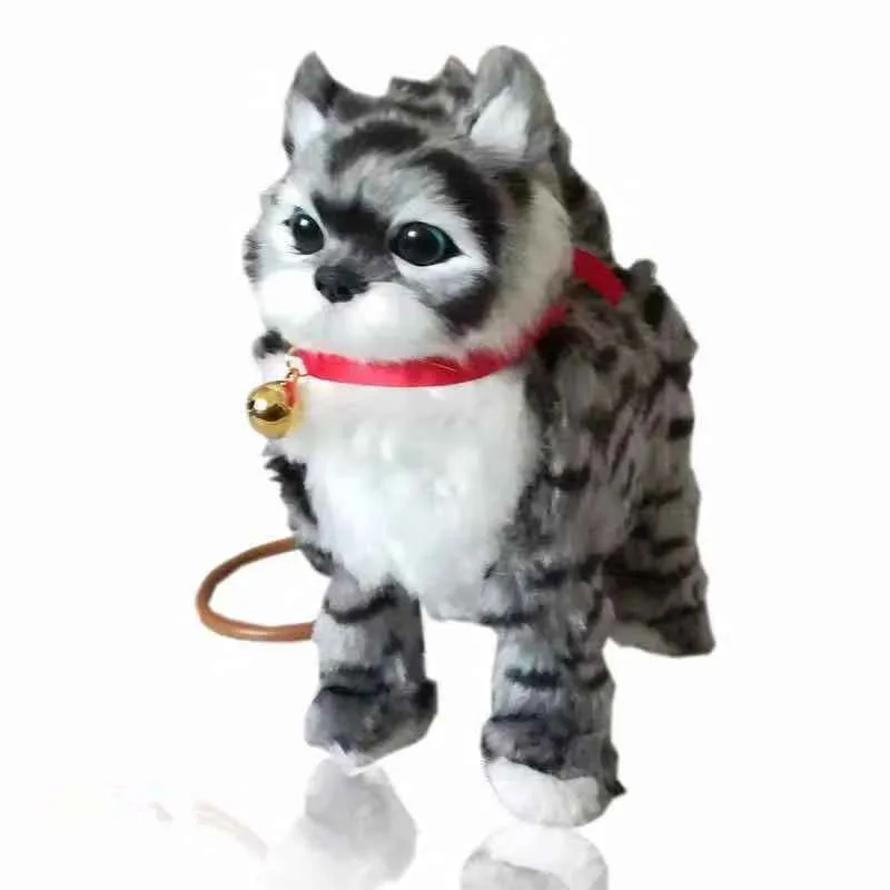 B Робот кошка электронная игрушка для кошек электронная плюшевая игрушка для домашних животных Поющие песни Walk Mew поводок котенок игрушки для детей подарки на день рождения - Цвет: B