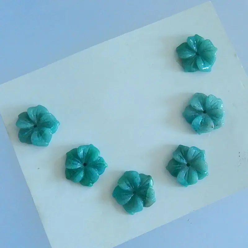 

Carved 6 PCS Chrysocolla Flower fashion Cabochons,16x5mm,10.86g