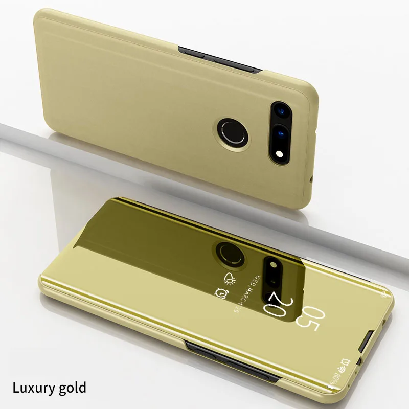 Золотой Чехол для Huawei Honor View 20, чехол для Honor V20, роскошный зеркальный флип-чехол, кожаный чехол для телефона, чехол для Honor 20 Pro View 20 - Цвет: Золотой