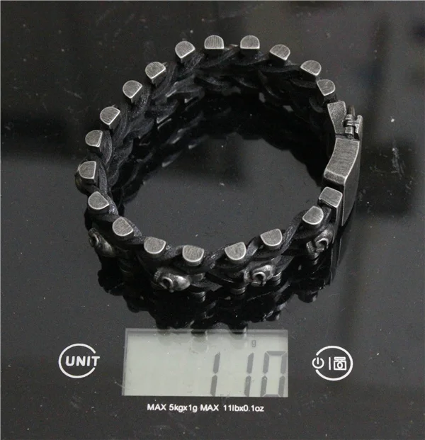 2017 браслет унисекс с рисунком ржавой кожи черепом из нержавеющей стали 316L в ретро