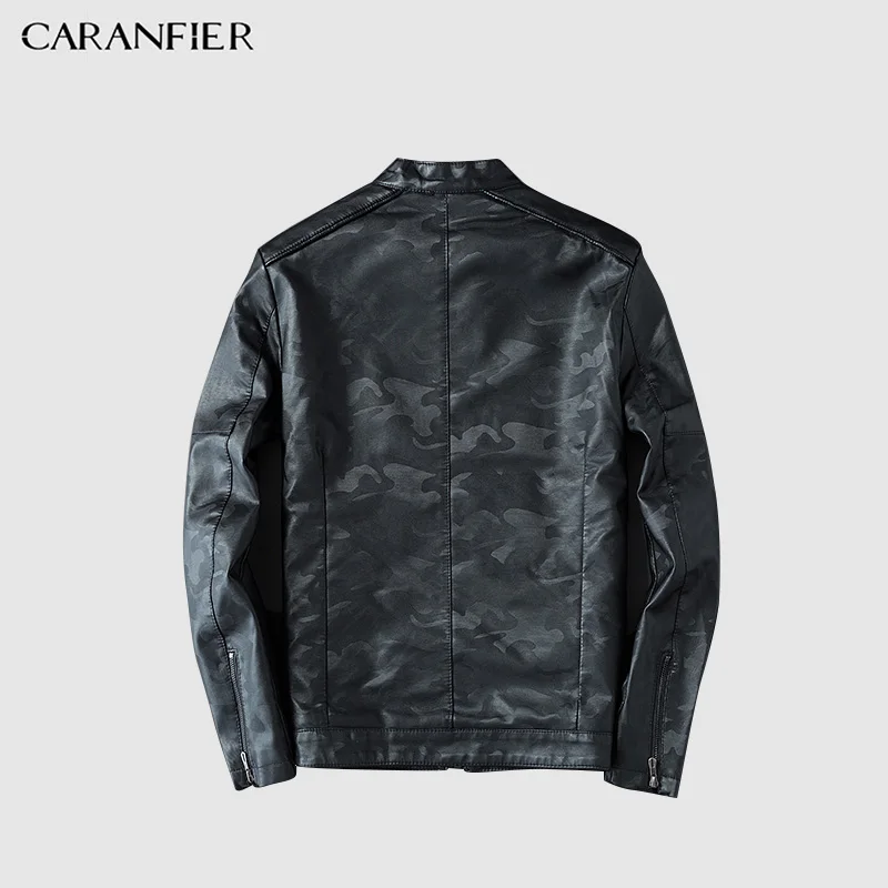 CARANFIER мужские куртки повседневные PU мужская кожаная куртка толстые пальто Зимние